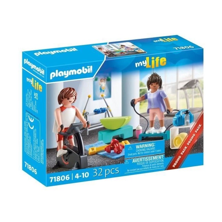 PLAYMOBIL 71806 Sportifs et matériel de fitness, vélo et halteres, My Life, 32 pieces, Des 4 ans