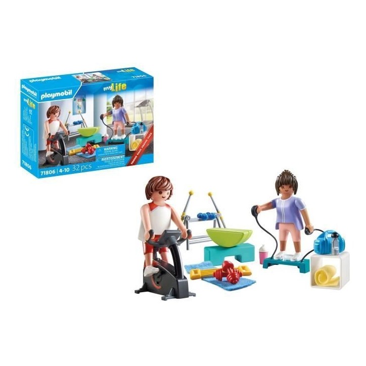 PLAYMOBIL 71806 Sportifs et matériel de fitness, vélo et halteres, My Life, 32 pieces, Des 4 ans
