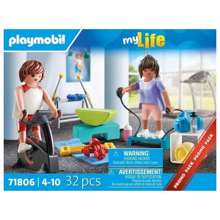 PLAYMOBIL 71806 Sportifs et matériel de fitness, vélo et halteres, My Life, 32 pieces, Des 4 ans