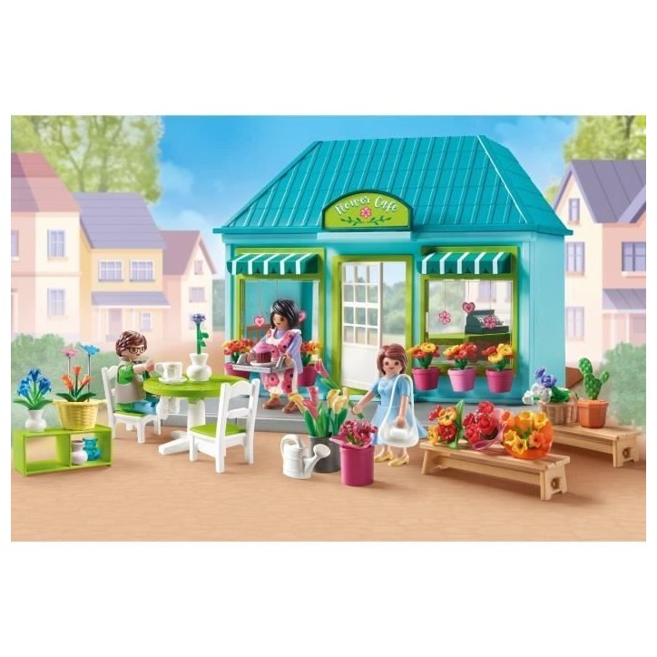 PLAYMOBIL 71807 Boutique de fleuriste et salon de thé, My Life la ville, Promo Pack, 220 pieces, Des 4 ans