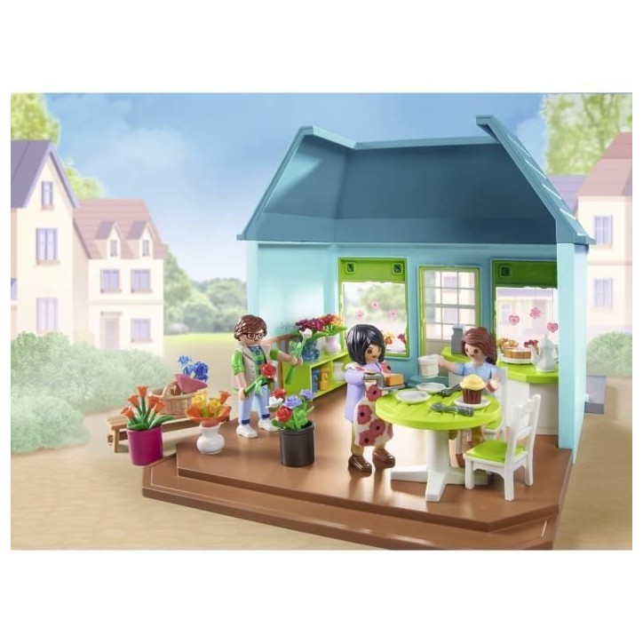 PLAYMOBIL 71807 Boutique de fleuriste et salon de thé, My Life la ville, Promo Pack, 220 pieces, Des 4 ans