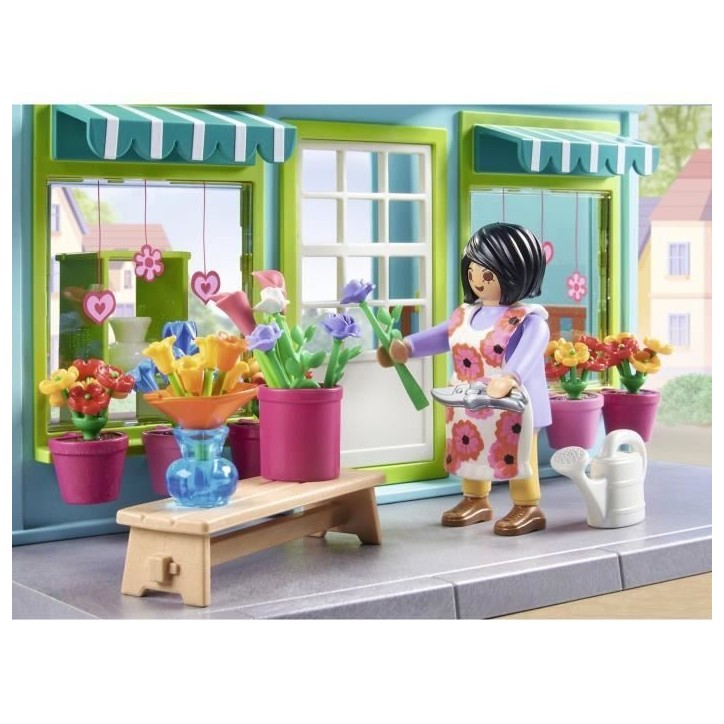 PLAYMOBIL 71807 Boutique de fleuriste et salon de thé, My Life la ville, Promo Pack, 220 pieces, Des 4 ans