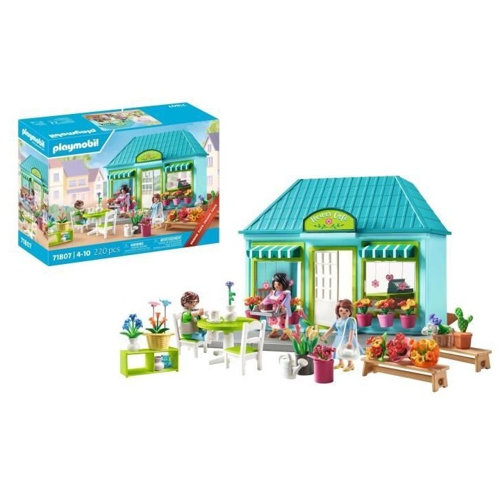 PLAYMOBIL 71807 Boutique de fleuriste et salon de thé, My Life la ville, Promo Pack, 220 pieces, Des 4 ans