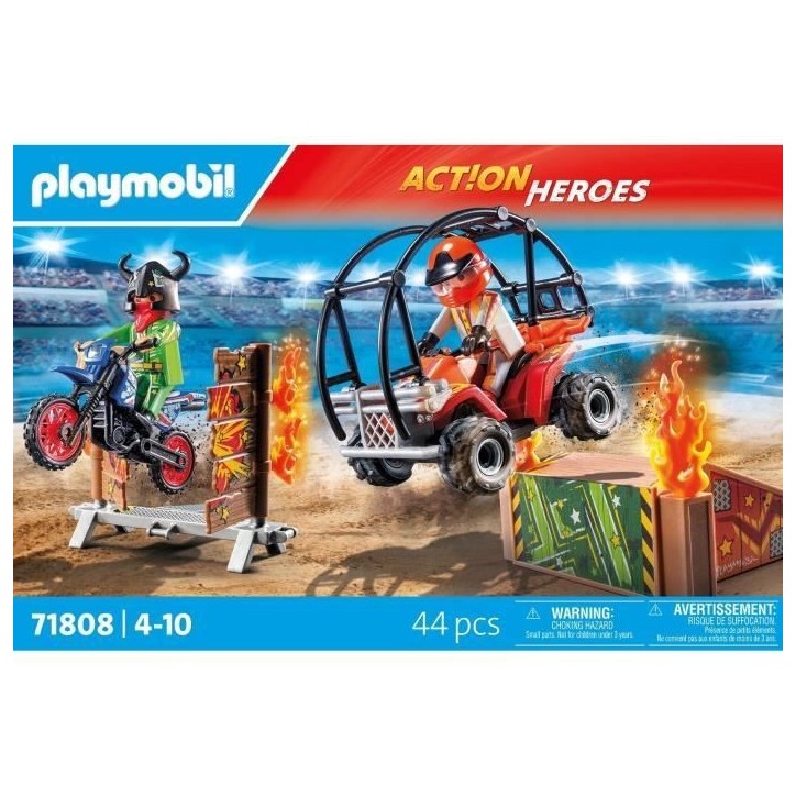 PLAYMOBIL 71808 Duo de cascadeurs avec quad et moto