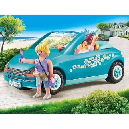 PLAYMOBIL 71809 Cabriolet et jeunes filles avec perche a selfie, My Life, 30 pieces, Des 4 ans