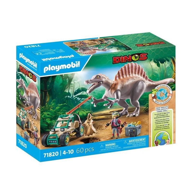 PLAYMOBIL 71820 Spinosaure, chercheur et véhicule a grue pivotante, D PLAYMOBIL 71820 Spinosaure, chercheur et véhicule a grue pivotante, D