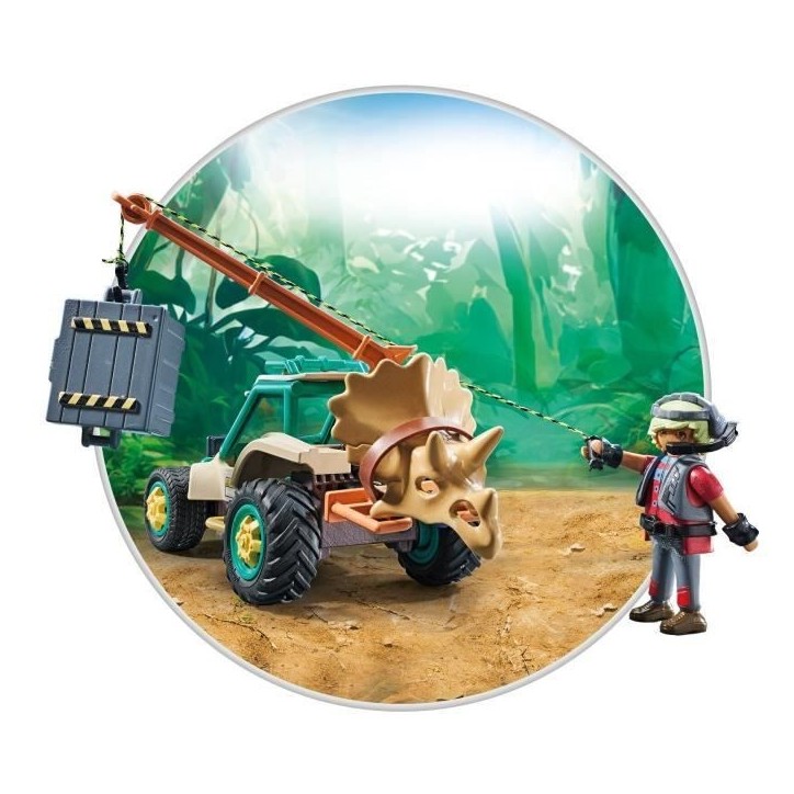 PLAYMOBIL 71820 Spinosaure, chercheur et véhicule a grue pivotante, Dinos, 60 pieces, Des 4 ans