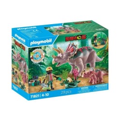 PLAYMOBIL 71821 Tricératops avec bébé et explorateur, Dinos, 29 pie