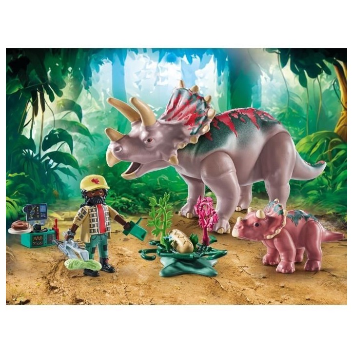 PLAYMOBIL 71821 Tricératops avec bébé et explorateur, Dinos, 29 pieces, Des 4 ans PLAYMOBIL 71821 Tricératops avec bébé et explorateur, Dinos, 29 pieces, Des 4 ans