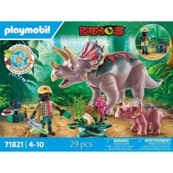 PLAYMOBIL 71821 Tricératops avec bébé et explorateur, Dinos, 29 pie