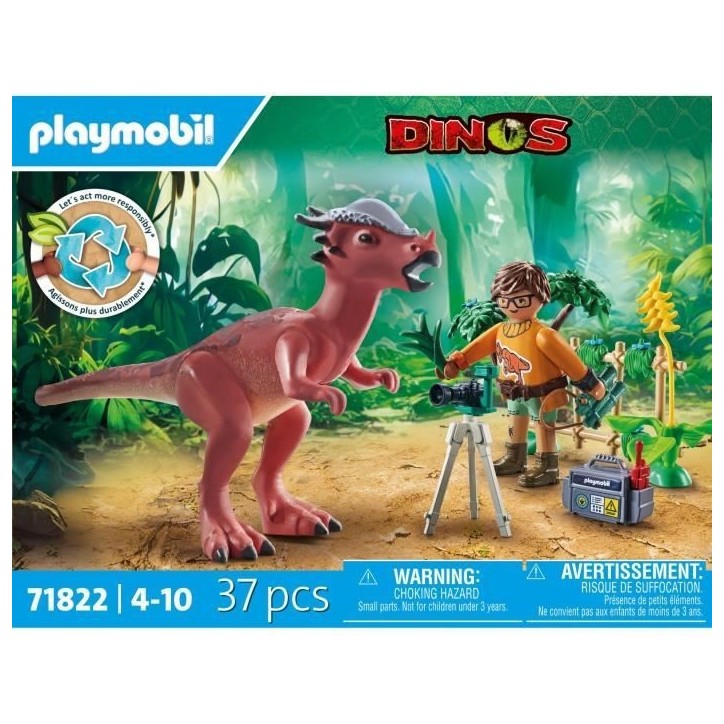 PLAYMOBIL 71822 Stygimoloch, chercheur et accessoires, Dinos, 37 pieces, Des 4 ans
