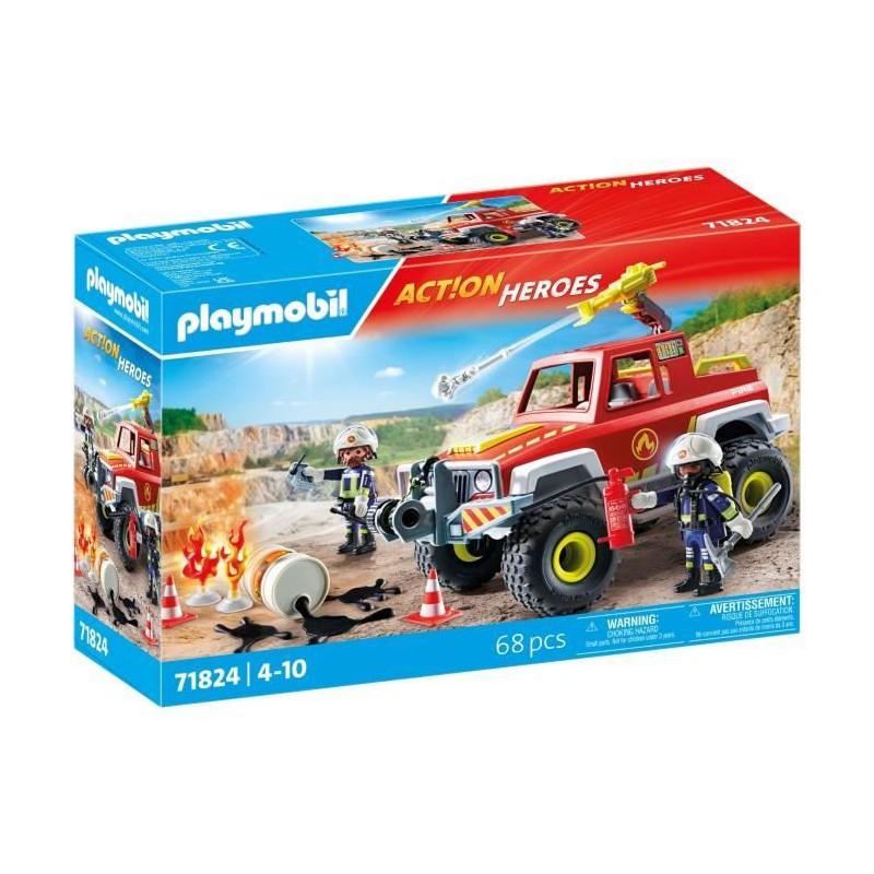 PLAYMOBIL 71824 Véhicule de pompiers avec bidon d'essence enflammé, PLAYMOBIL 71824 Véhicule de pompiers avec bidon d'essence enflammé,