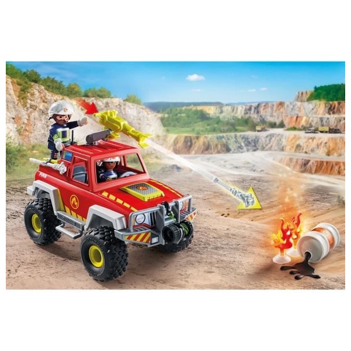 PLAYMOBIL 71824 Véhicule de pompiers avec bidon d'essence enflammé, Action Heroes, Les pompiers, 68 pieces, Des 4 ans PLAYMOBIL 71824 Véhicule de pompiers avec bidon d'essence enflammé, Action Heroes, Les pompiers, 68 pieces, Des 4 ans