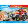 PLAYMOBIL 71824 Véhicule de pompiers avec bidon d'essence enflammé,