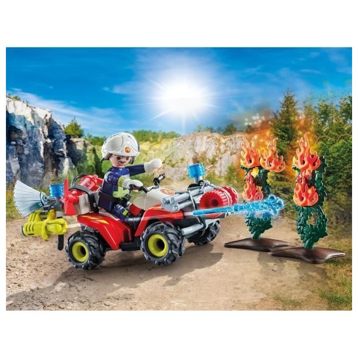 PLAYMOBIL 71825 Pompier avec quad et arbustes enflammés PLAYMOBIL 71825 Pompier avec quad et arbustes enflammés