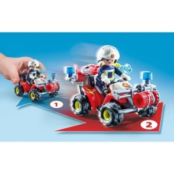 PLAYMOBIL 71825 Pompier avec quad et arbustes enflammés