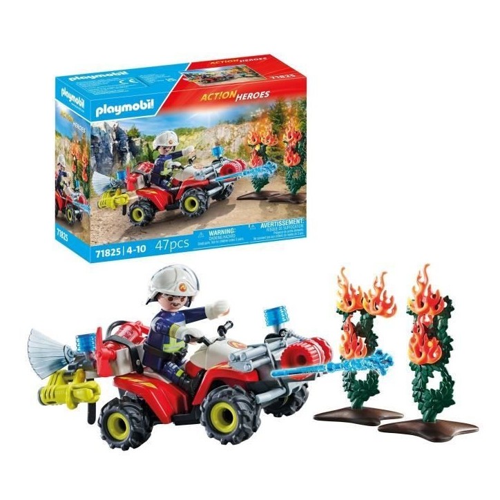 PLAYMOBIL 71825 Pompier avec quad et arbustes enflammés PLAYMOBIL 71825 Pompier avec quad et arbustes enflammés