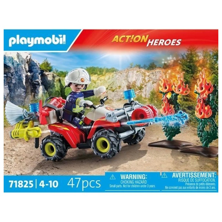 PLAYMOBIL 71825 Pompier avec quad et arbustes enflammés PLAYMOBIL 71825 Pompier avec quad et arbustes enflammés
