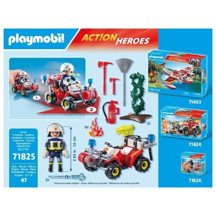 PLAYMOBIL 71825 Pompier avec quad et arbustes enflammés PLAYMOBIL 71825 Pompier avec quad et arbustes enflammés