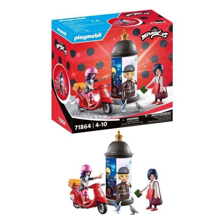 PLAYMOBIL 71864 Marinette a scooter & Kagami, Miraculous, 17 pieces, des 5 ans