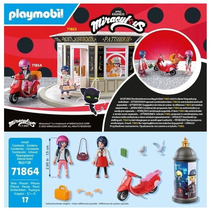PLAYMOBIL 71864 Marinette a scooter & Kagami, Miraculous, 17 pieces, des 5 ans