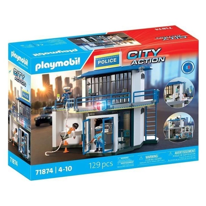 Playmobil 71874 Poste de police avec salle de recherches, Les policiers, City Action, 129 pieces, des 4 ans Playmobil 71874 Poste de police avec salle de recherches, Les policiers, City Action, 129 pieces, des 4 ans