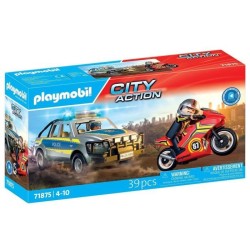 Playmobil 71875 Pick-up de police, moto & 2 personnages, Les policiers