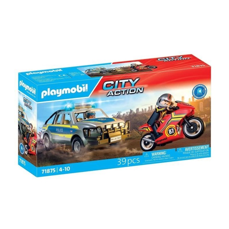 Playmobil 71875 Pick-up de police, moto & 2 personnages, Les policiers Playmobil 71875 Pick-up de police, moto & 2 personnages, Les policiers