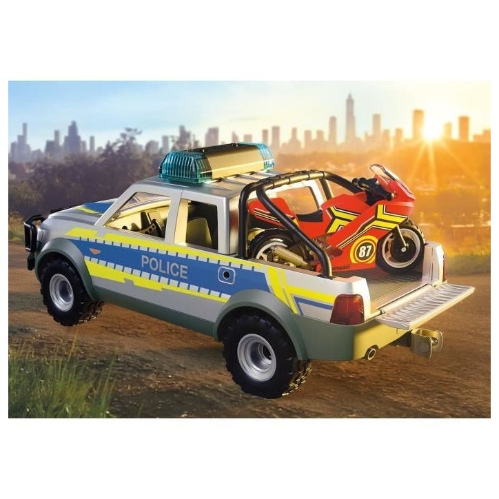 Playmobil 71875 Pick-up de police, moto & 2 personnages, Les policiers, City Action, 39 pieces, des 4 ans Playmobil 71875 Pick-up de police, moto & 2 personnages, Les policiers, City Action, 39 pieces, des 4 ans
