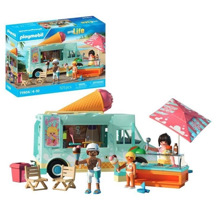 Playmobil 71904 Camion vendeur de glaces & 3 personnages, My Life Vacances a la plage, Design rétro années 50, 101 pieces, des Playmobil 71904 Camion vendeur de glaces & 3 personnages, My Life Vacances a la plage, Design rétro années 50, 101 pieces, des