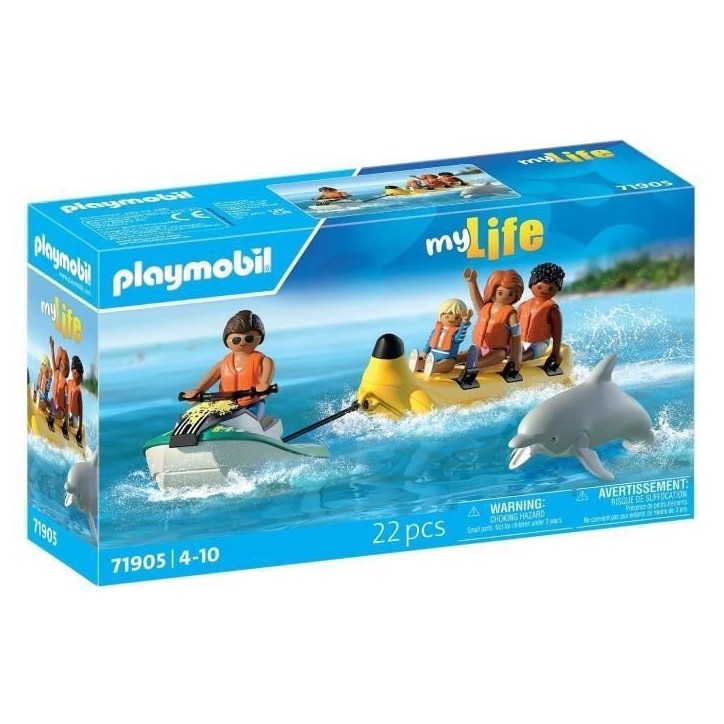 Playmobil 71905 Scooter des mers, banane tractée & 4 personnages, My Life Vacances a la plage, 22 pieces, des 4 ans Playmobil 71905 Scooter des mers, banane tractée & 4 personnages, My Life Vacances a la plage, 22 pieces, des 4 ans