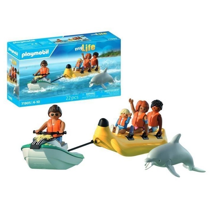 Playmobil 71905 Scooter des mers, banane tractée & 4 personnages, My Life Vacances a la plage, 22 pieces, des 4 ans Playmobil 71905 Scooter des mers, banane tractée & 4 personnages, My Life Vacances a la plage, 22 pieces, des 4 ans