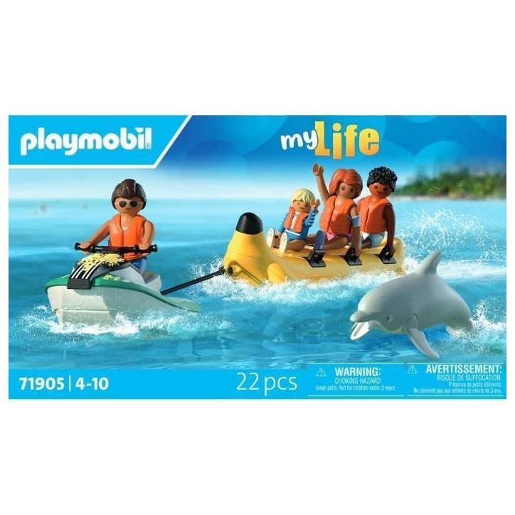 Playmobil 71905 Scooter des mers, banane tractée & 4 personnages, My Life Vacances a la plage, 22 pieces, des 4 ans Playmobil 71905 Scooter des mers, banane tractée & 4 personnages, My Life Vacances a la plage, 22 pieces, des 4 ans