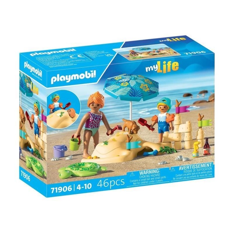Playmobil 71906 Famille jouant dans le sable a la plage, My Life Vacan