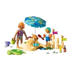 Playmobil 71906 Famille jouant dans le sable a la plage, My Life Vacan