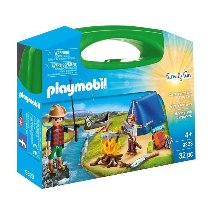 PLAYMOBIL 9323 Valisette Campeurs, Sports et Action, 2 personnages, tente, canoë et accessoires, 32 pieces, Des 4 ans PLAYMOBIL 9323 Valisette Campeurs, Sports et Action, 2 personnages, tente, canoë et accessoires, 32 pieces, Des 4 ans