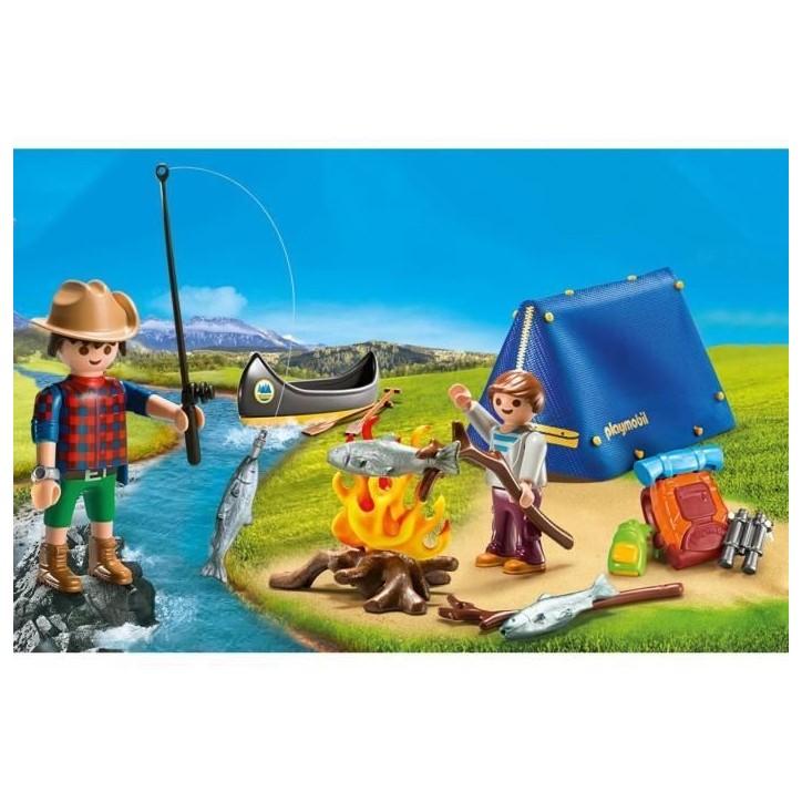 PLAYMOBIL 9323 Valisette Campeurs, Sports et Action, 2 personnages, tente, canoë et accessoires, 32 pieces, Des 4 ans PLAYMOBIL 9323 Valisette Campeurs, Sports et Action, 2 personnages, tente, canoë et accessoires, 32 pieces, Des 4 ans