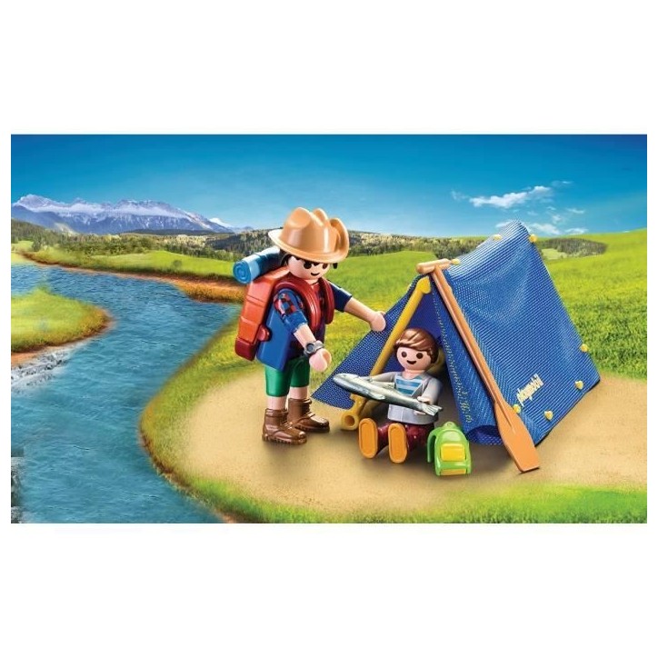 PLAYMOBIL 9323 Valisette Campeurs, Sports et Action, 2 personnages, tente, canoë et accessoires, 32 pieces, Des 4 ans PLAYMOBIL 9323 Valisette Campeurs, Sports et Action, 2 personnages, tente, canoë et accessoires, 32 pieces, Des 4 ans