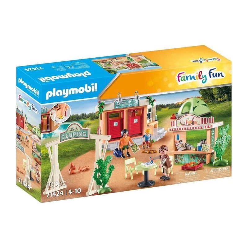 PLAYMOBIL 71424 Camping, avec une douche fonctionnelle, 100 pieces, Un