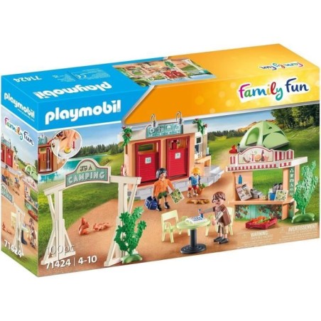 PLAYMOBIL 71424 Camping, avec une douche fonctionnelle, 100 pieces, Un