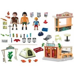 PLAYMOBIL 71424 Camping, avec une douche fonctionnelle, 100 pieces, Un