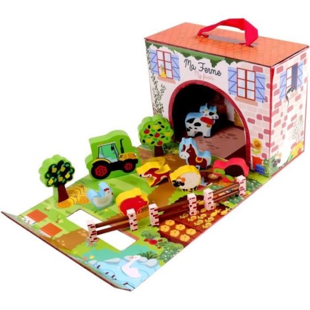 Maison de Jeu Ferme - PLANeTE BOIS - FSC - 12 Pieces - Jeu Enfant - Des 18 Mois
