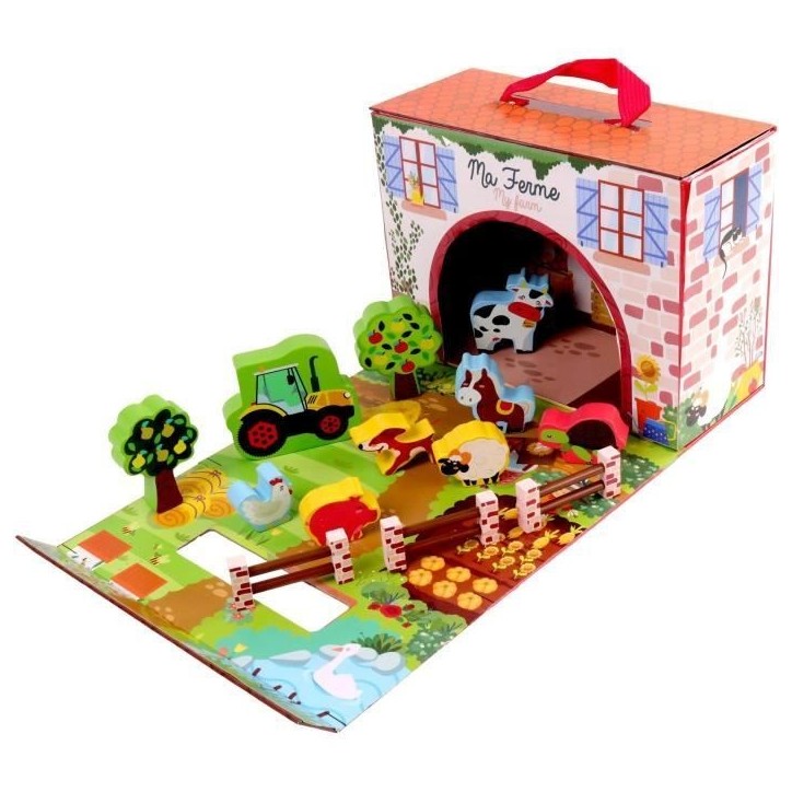 Maison de Jeu Ferme - PLANeTE BOIS - FSC - 12 Pieces - Jeu Enfant - Des 18 Mois Maison de Jeu Ferme - PLANeTE BOIS - FSC - 12 Pieces - Jeu Enfant - Des 18 Mois