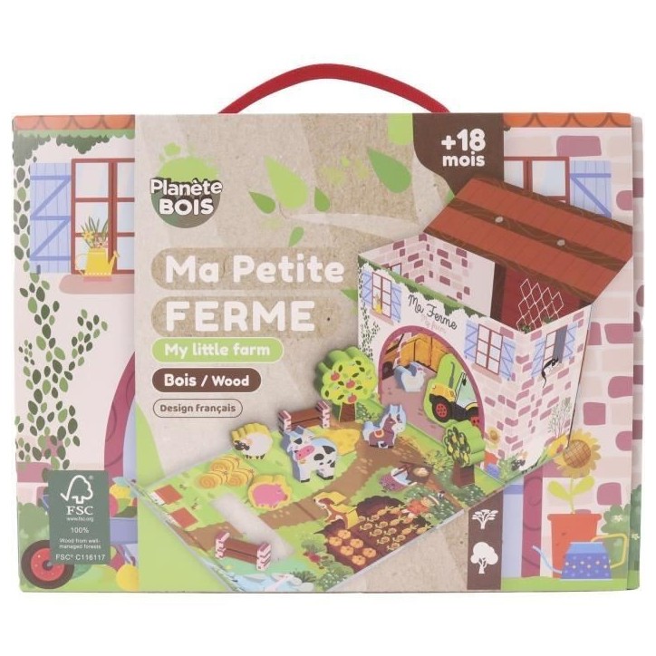 Maison de Jeu Ferme - PLANeTE BOIS - FSC - 12 Pieces - Jeu Enfant - Des 18 Mois Maison de Jeu Ferme - PLANeTE BOIS - FSC - 12 Pieces - Jeu Enfant - Des 18 Mois