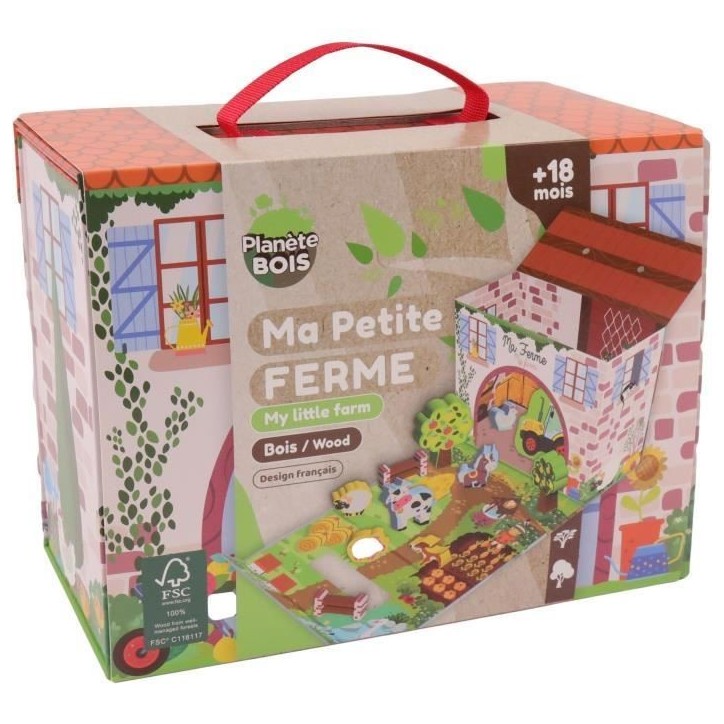 Maison de Jeu Ferme - PLANeTE BOIS - FSC - 12 Pieces - Jeu Enfant - Des 18 Mois Maison de Jeu Ferme - PLANeTE BOIS - FSC - 12 Pieces - Jeu Enfant - Des 18 Mois