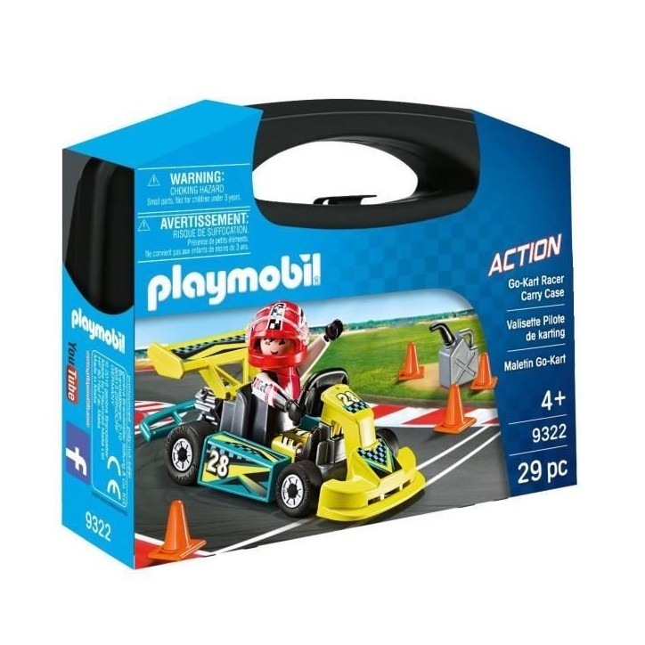 Playmobil 9322 Valisette Pilote de Karting, City Life, Stuntshow, 29 pieces, Des 4 ans