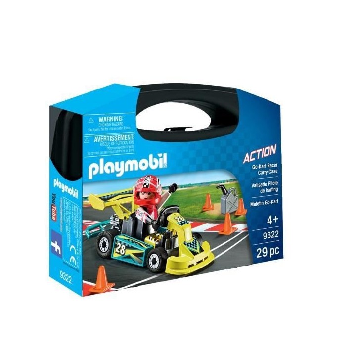 Playmobil 9322 Valisette Pilote de Karting, City Life, Stuntshow, 29 pieces, Des 4 ans