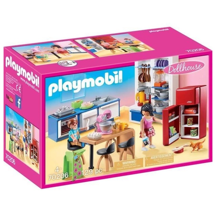PLAYMOBIL 70206 Cuisine familiale, Dollhouse La Maison Traditionnelle, 129 pieces, des 4 ans