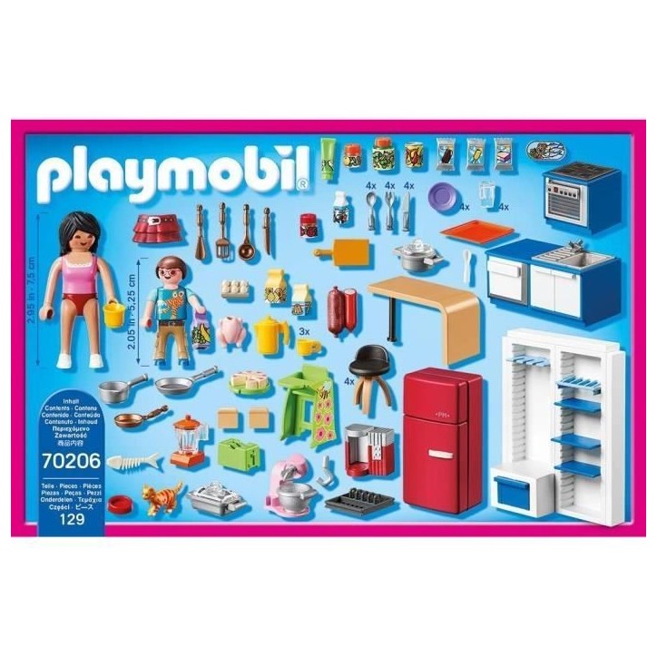PLAYMOBIL 70206 Cuisine familiale, Dollhouse La Maison Traditionnelle, 129 pieces, des 4 ans