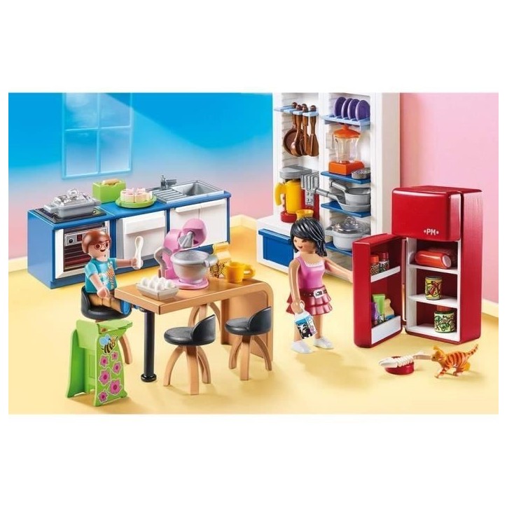 PLAYMOBIL 70206 Cuisine familiale, Dollhouse La Maison Traditionnelle, 129 pieces, des 4 ans